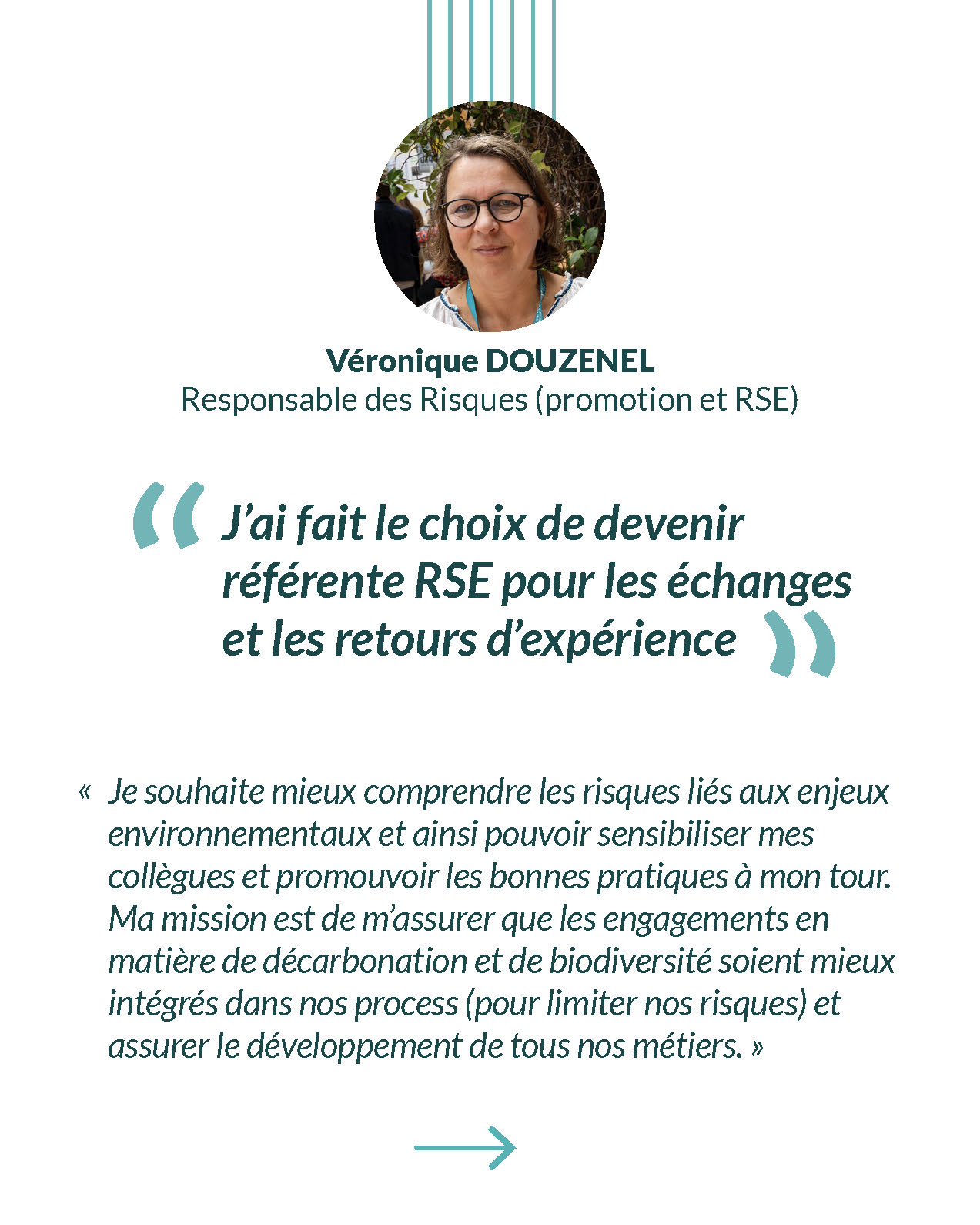 Portrait de Véronique Douzenel, responsable des risques et référente RSE