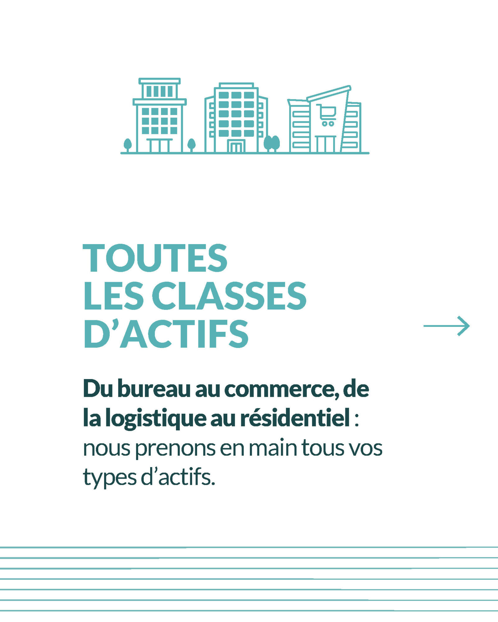 Illustration d’immeubles et texte sur toutes les classes d’actifs