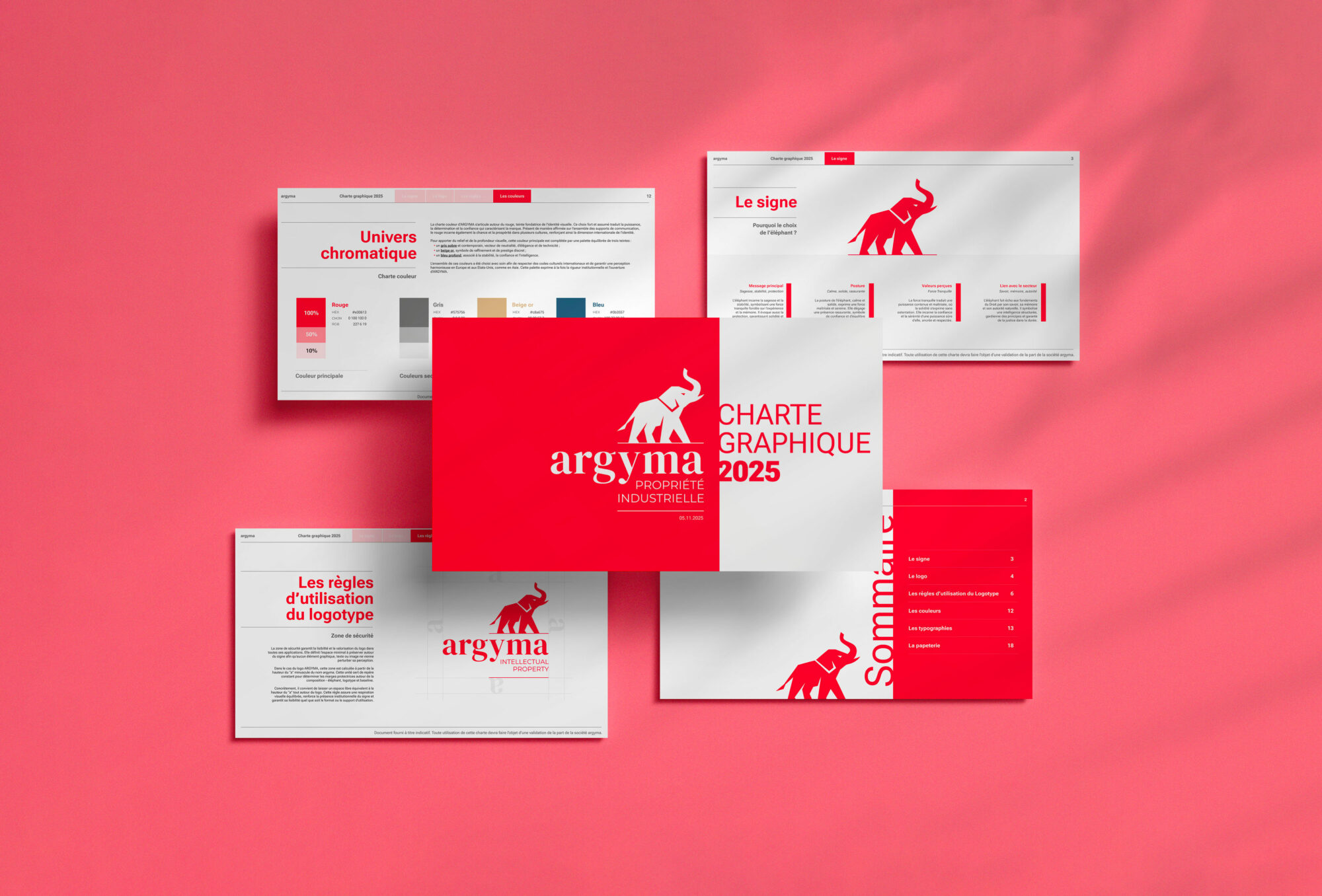 Charte graphique Argyma 2025 avec logo éléphant et règles d’utilisation